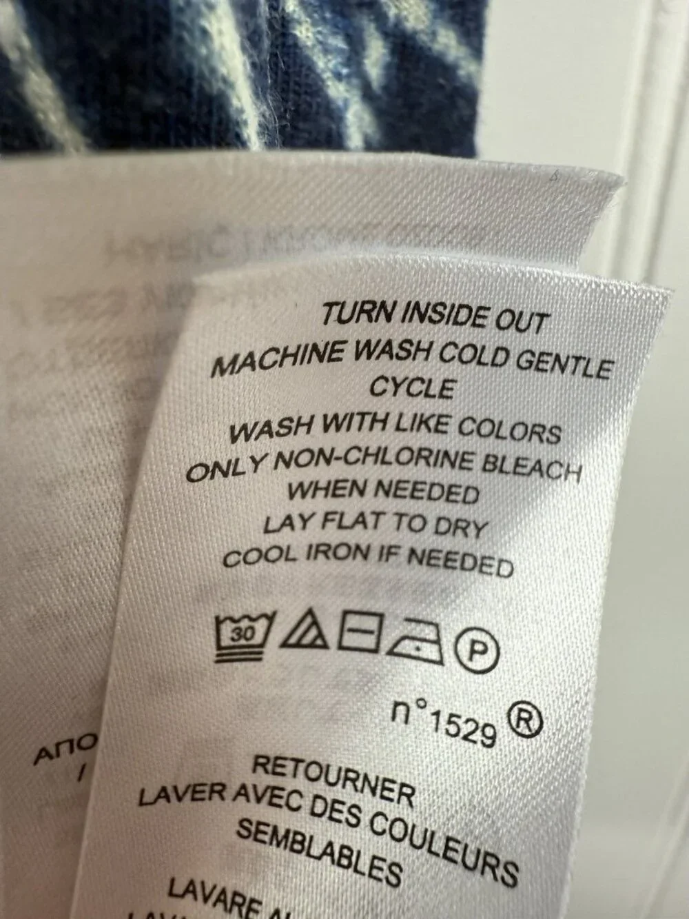 Lauren Ralph Lauren Linen Blend Tie Neck Flutter Sleeve Top Sz 1X Blue White - Picture 7 of 7